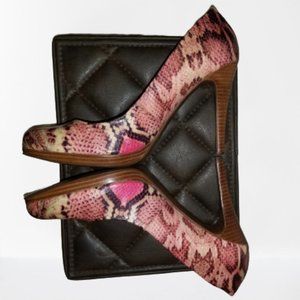 Nine West Regola Pink Snakeskin Platform Heels 9M